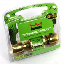 Dorma Entrance Cylindrical Knob Lockset DA3 Demen Finishes US3 Standard Polished Brass